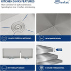 Sarlai 36in Undermount Double Bowl  60/40 Low Divide Workstation Stainless Steel Kitchen Sink