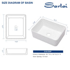 Sarlai 16'' x 12'' Ceramic Rectangular Drop-in Bathroom Vessel Sink