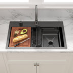 Sarlai 31'' Stainless Steel Single Bowl Topmount Waterfall Workstation Kitchen Sink
