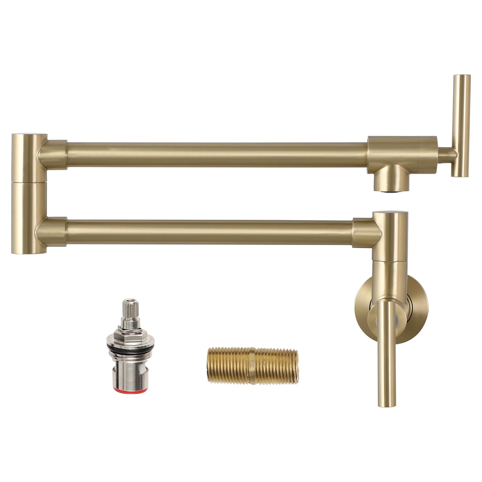 Sarlai Wall Mounted Folding Two Handle Pot Filler Gold Stainless Steel Kitchen Sink Faucet Secondary image