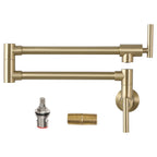 Sarlai Wall Mounted Folding Two Handle Pot Filler Gold Stainless Steel Kitchen Sink Faucet