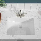 Sarlai 21in Rectangular Modern White Ceramic Undermount Bathroom Vessel Sink with Overflow