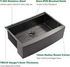 Sarlai 36'' x 22'' Black Stainless Steel Apron Front Workstation Farmhouse Sink