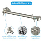 Sarlai 12'' Solid Square Ultra Thin 304 Stainless Steel Rain Shower Head, Brushed Nickel Finish with 11'' Solid Brass Adjustable Extension Shower Arm
