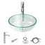 Sarlai 16.5''x16.5'' Transparent Round Tempered Glass Bathroom Vessel Sink, Countertop Basin with Faucet & Pop-up Drain Combo
