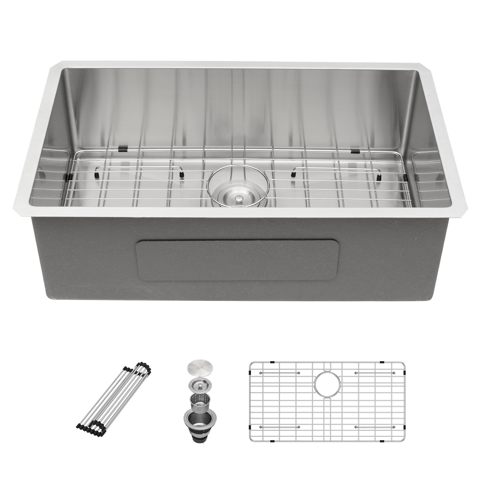 Sarlai 35in Undermount Single Bowl Stainless Steel Kitchen Sink