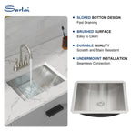 Sarlai 18'' Stainless Steel Undermount Rectangle Bathroom Sink with Drain