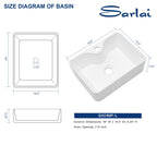 Sarlai 19'' x 15'' Ceramic Countertop Rectangle White Vessel Bathroom Sin