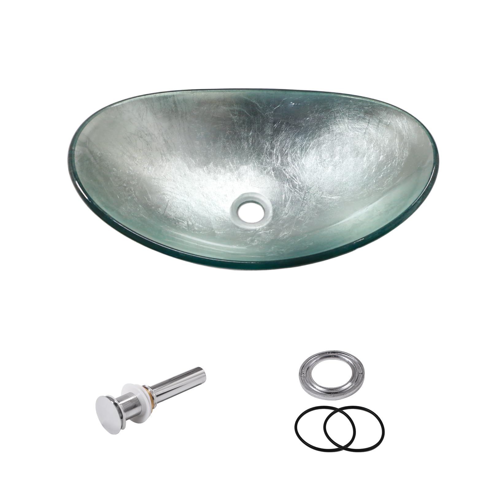 Sarlai Modern Artistic Tempered Glass Bathroom Vessel Sink, Countertop Bowl Basin for Lavatory Vanity Cabinet Secondary image