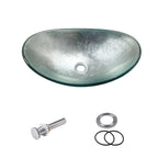 Sarlai Modern Artistic Tempered Glass Bathroom Vessel Sink, Countertop Bowl Basin for Lavatory Vanity Cabinet