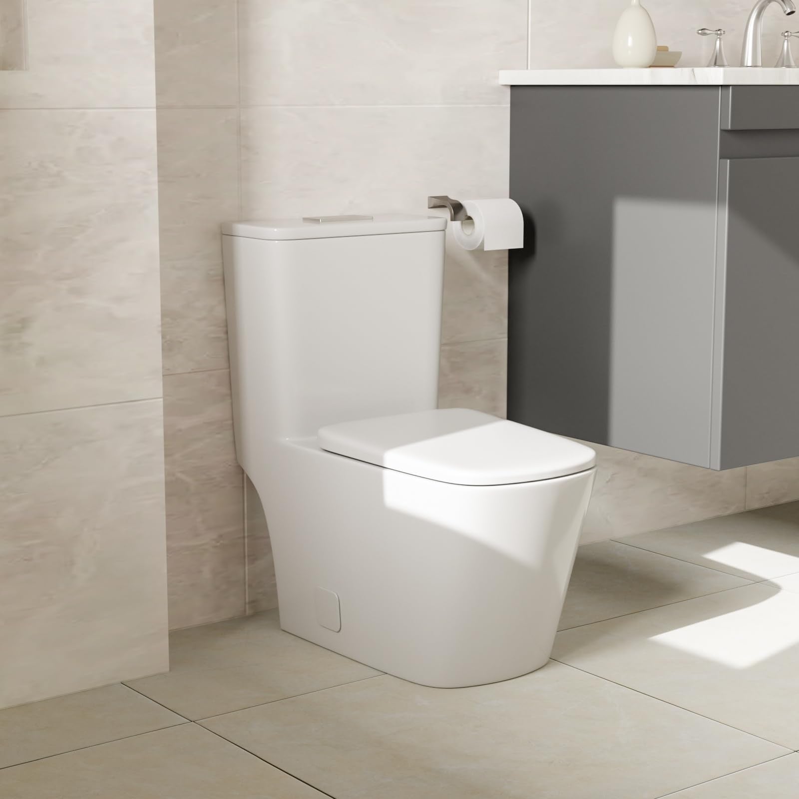 Sarlai White Elongated Modern One Piece Toilet - MTLD-818