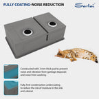 Sarlai 33'' x 19'' Stainless Steel Double Bowl Low Divide Undermount Kitchen Sink