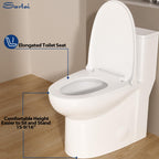 Sarlai One Piece Elongated Comfort Height Bathroom Toilet, Dual Flush 1.1/1.6 GPF White Ceramic with Soft-Close Seat, 12'' Rough-In