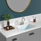 Sarlai 21in Rectangular Modern White Ceramic Undermount Bathroom Vessel Sink with Overflow