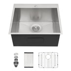 Sarlai 25'' x 22'' Stainless Steel Drop-in Single Bowl Laundry Deep Utility Sink