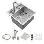 Sarlai 15'' x 17'' Undermount Workstation Single Bowl Stainless Steel Bar Sink
