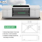 Sarlai 30in Undermount Single Bowl Gunmetal Black Stainless Steel Kitchen Sink