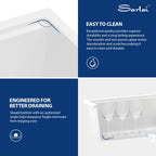 Sarlai 32in White Granite Composite Quartz Undermount Single Bowl Workstation Kitchen Sink