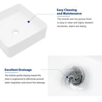 Sarlai 15'' Square Above Counter White Modern Porcelain Ceramic Bathroom Vessel Sink