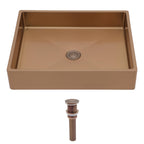Sarlai 19'' x 15'' Stainless Steel Vessel Rectangular Bathroom Sink with Pop-Up Drain-Rose Gold