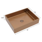 Sarlai 19'' x 15'' Stainless Steel Vessel Rectangular Bathroom Sink with Pop-Up Drain-Rose Gold