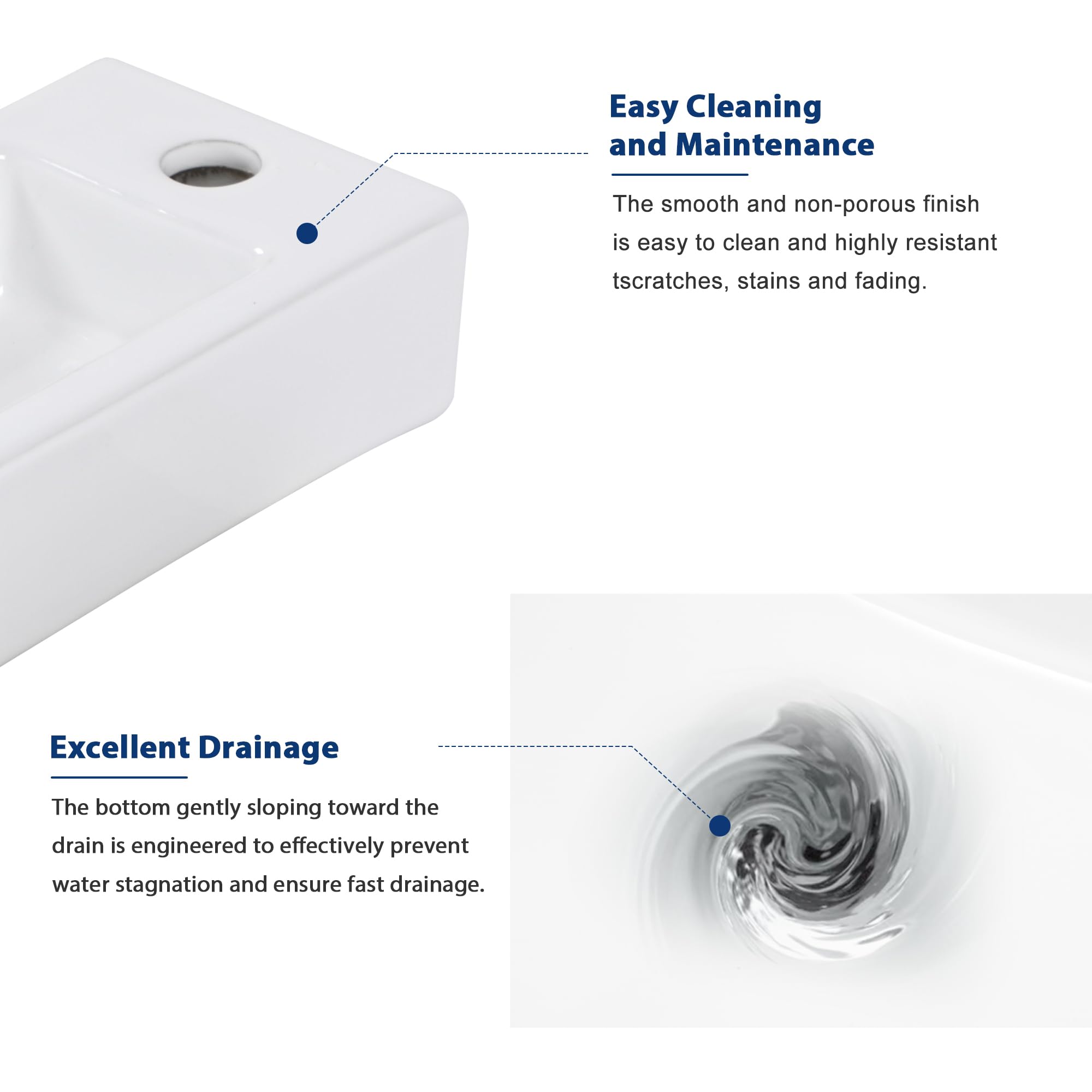 Sarlai 15''x7'' White Porcelain Ceramic Wall Mounted Bathroom Vessel Sink