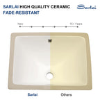 Sarlai 20in Undermount Pure White Porcelain Ceramic Lavatory Vanity Vessel Sink