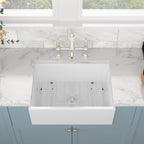 Sarlai 28''x20'' Apron Front Vitreous Fireclay Farmhouse Sink, Single Bowl White Porcelain Kitchen Farmer Basin