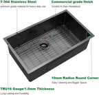 Sarlai 33'' Stainless Steel Single Bowl Gunmetal Black Undermount Kitchen Sink