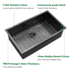 Sarlai 30in Undermount Single Bowl Gunmetal Black Stainless Steel Kitchen Sink