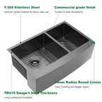 Sarlai 33'' Double Bowl 60/40 Gunmetal Black Apron Front Stainless Steel Farmhouse Sink