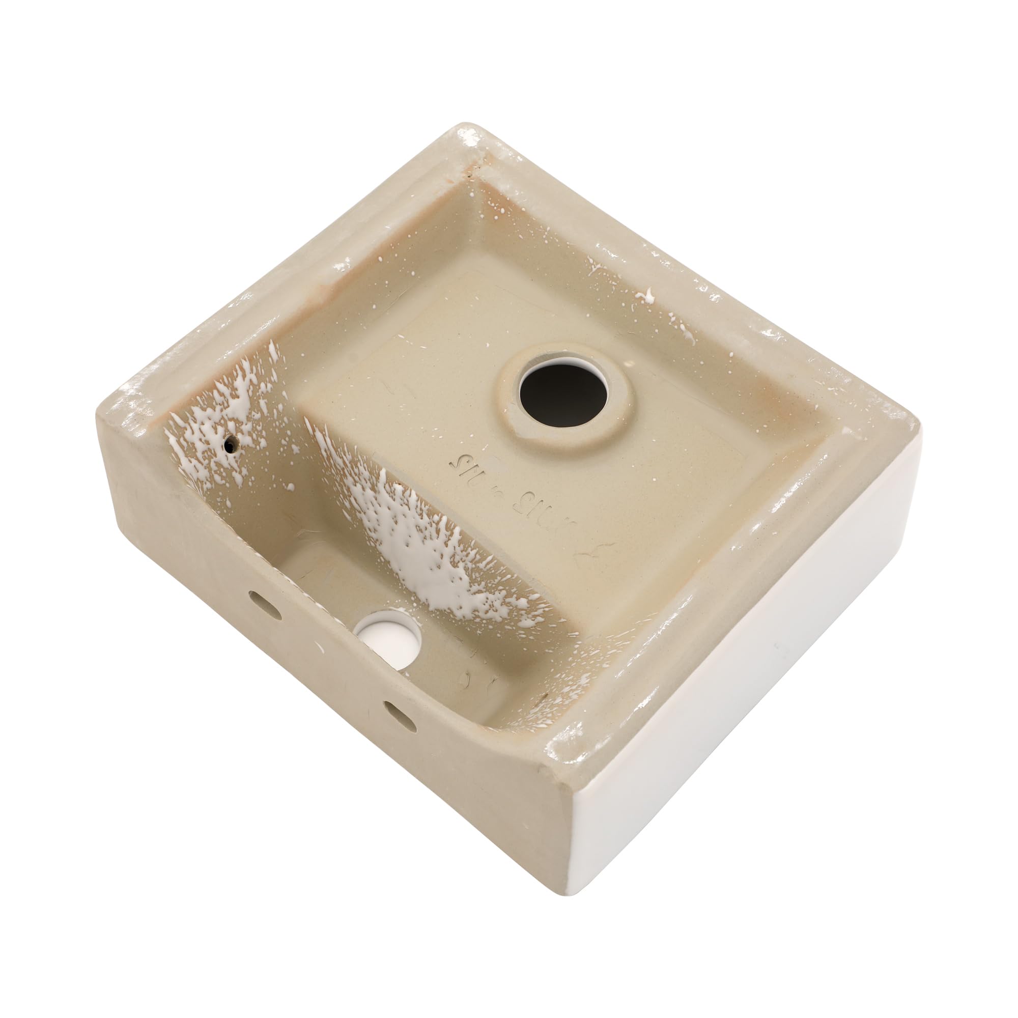 Sarlai Wall Mount Hung Small Vessel Sink - 13''x11'' Floating Vessel Sink Wall Mounted Small Bathroom Sinks Tiny Modern Rectangle Floating White Porcelain Ceramic Vanity Sink