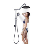 Sarlai 10'' Stainless Steel Round Wall Mounted Rainfall Shower Head with Handheld Shower