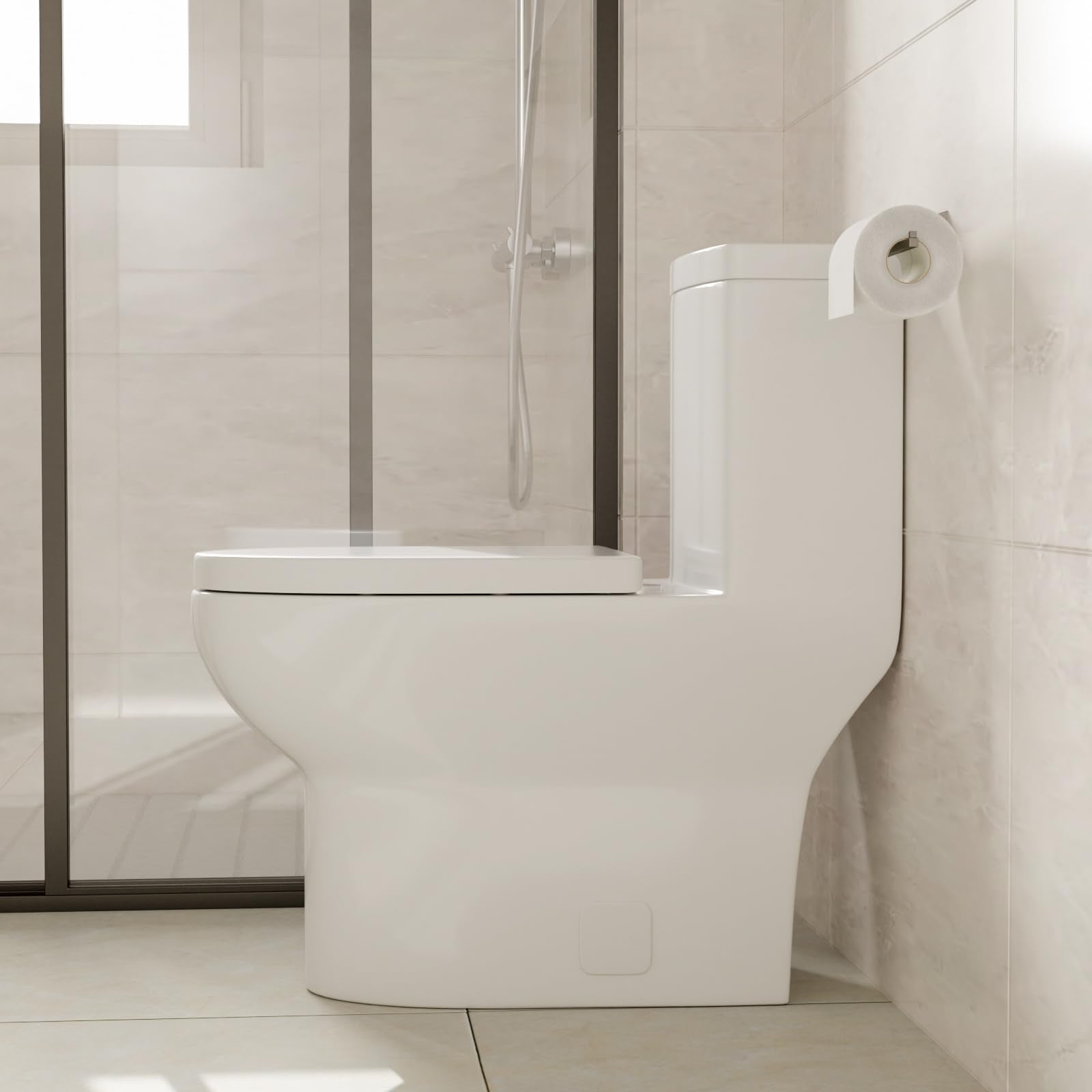 Sarlai White Elongated Modern One Piece Toilet - MTLD-153