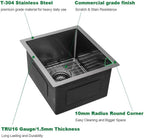 Sarlai 15in Undermount Gunmetal Black Nano Brushed Single Bowl Stainless Steel Bar Sink