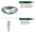 Sarlai Modern Artistic Tempered Glass Bathroom Vessel Sink, Countertop Bowl Basin for Lavatory Vanity Cabinet