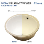 Sarlai 16in Undermount Oval Pure White Porcelain Ceramic Bathroom Vessel Sink