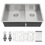 Sarlai 36in Undermount Double Bowl 60/40 Low Divide Stainless Steel Kitchen Sink with Accessories