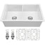 Sarlai 32''x19'' White Porcelain Ceramic Double Bowl Fireclay Farmhouse Sink