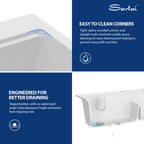 Sarlai 33''x22'' 60/40 Low Divide Double Bowl White Granite Composite Kitchen Sink, Drop-In Ledge Workstation Quartz Composite Above Counter Basin with Gold Accessories