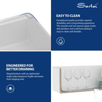 Sarlai 33''x20'' White Fireclay Farmhouse Kitchen Sink, Apron Front Single Bowl Undermount Workstation Ceramic Farm Sink with Complete Accessories