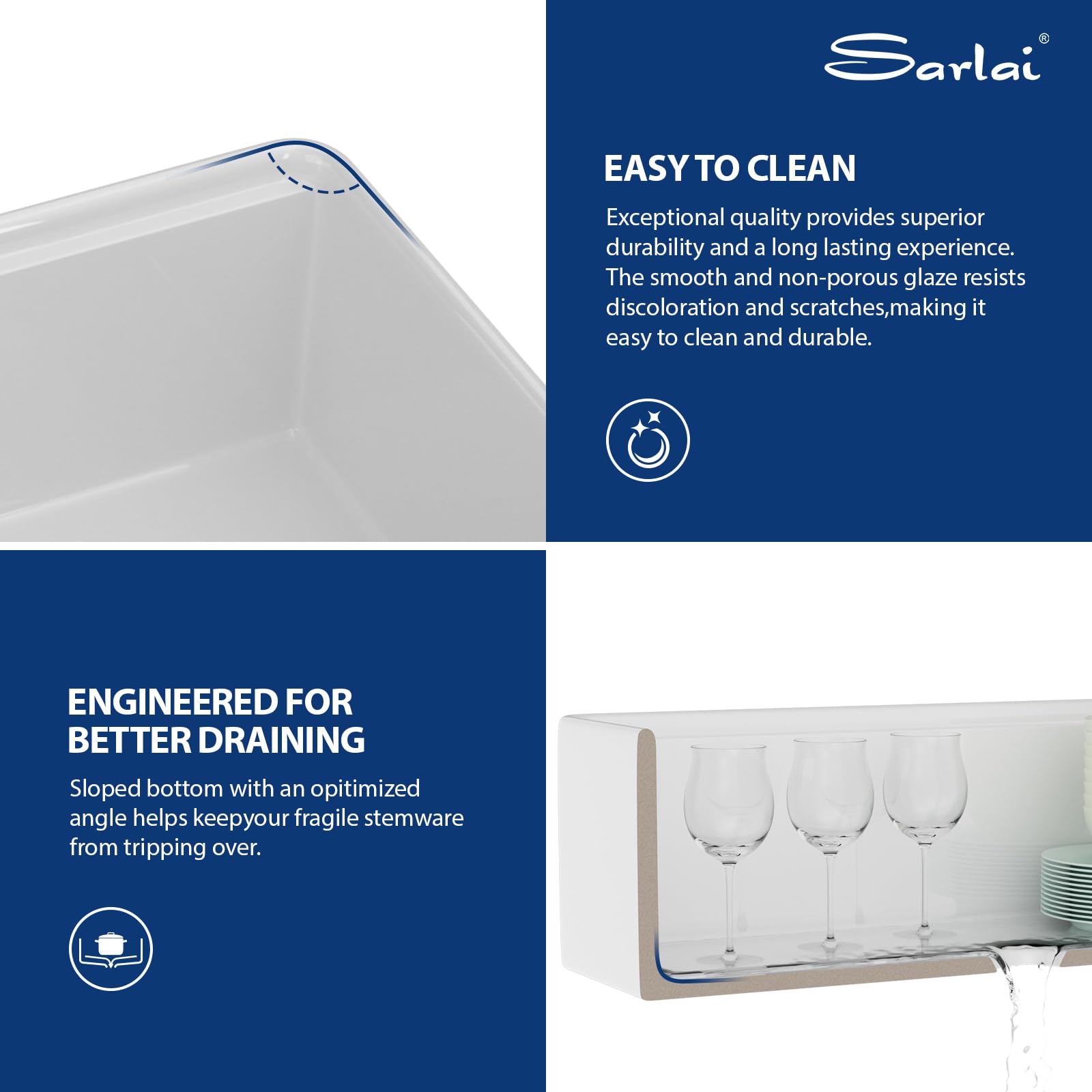 Sarlai 33''x20'' White Fireclay Farmhouse Kitchen Sink, Apron Front Single Bowl Undermount Workstation Ceramic Farm Sink with Complete Accessories