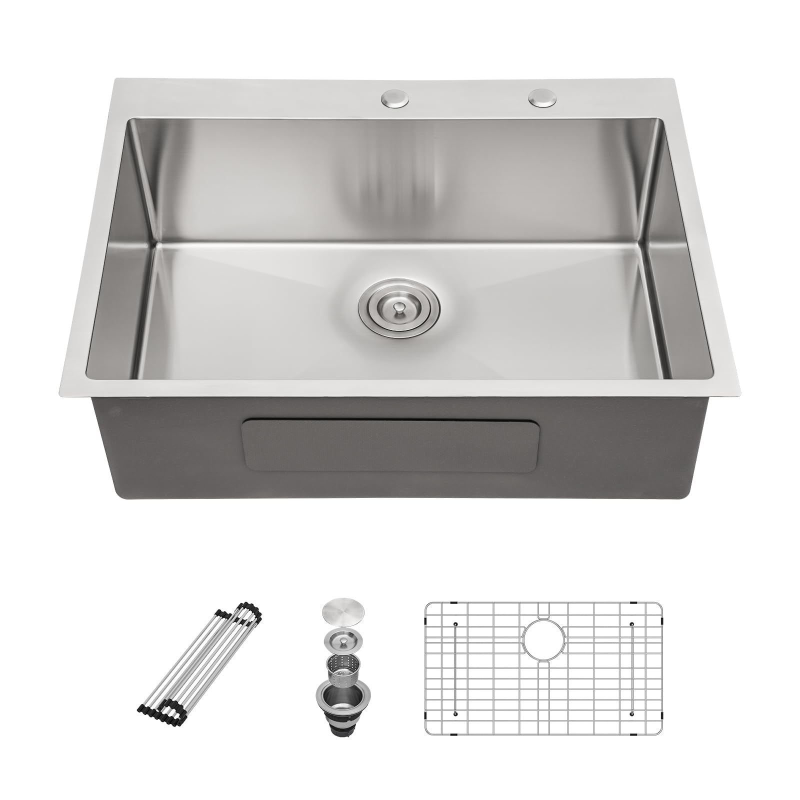 Sarlai 28'' x 22'' Stainless Steel Drop-In Double Hole Single Bowl Kitchen Sink