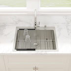Sarlai 25''x22'' Deep Drop-In Stainless Steel Kitchen Sink, 16 Gauge Topmount Single Bowl with Cup Rinser, Soap Dispenser & Faucet