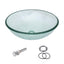 Sarlai 16.5''x16.5'' Artistic Round Tempered Glass Bathroom Vessel Sink, Vanity Countertop Basin with Pop-up Drain