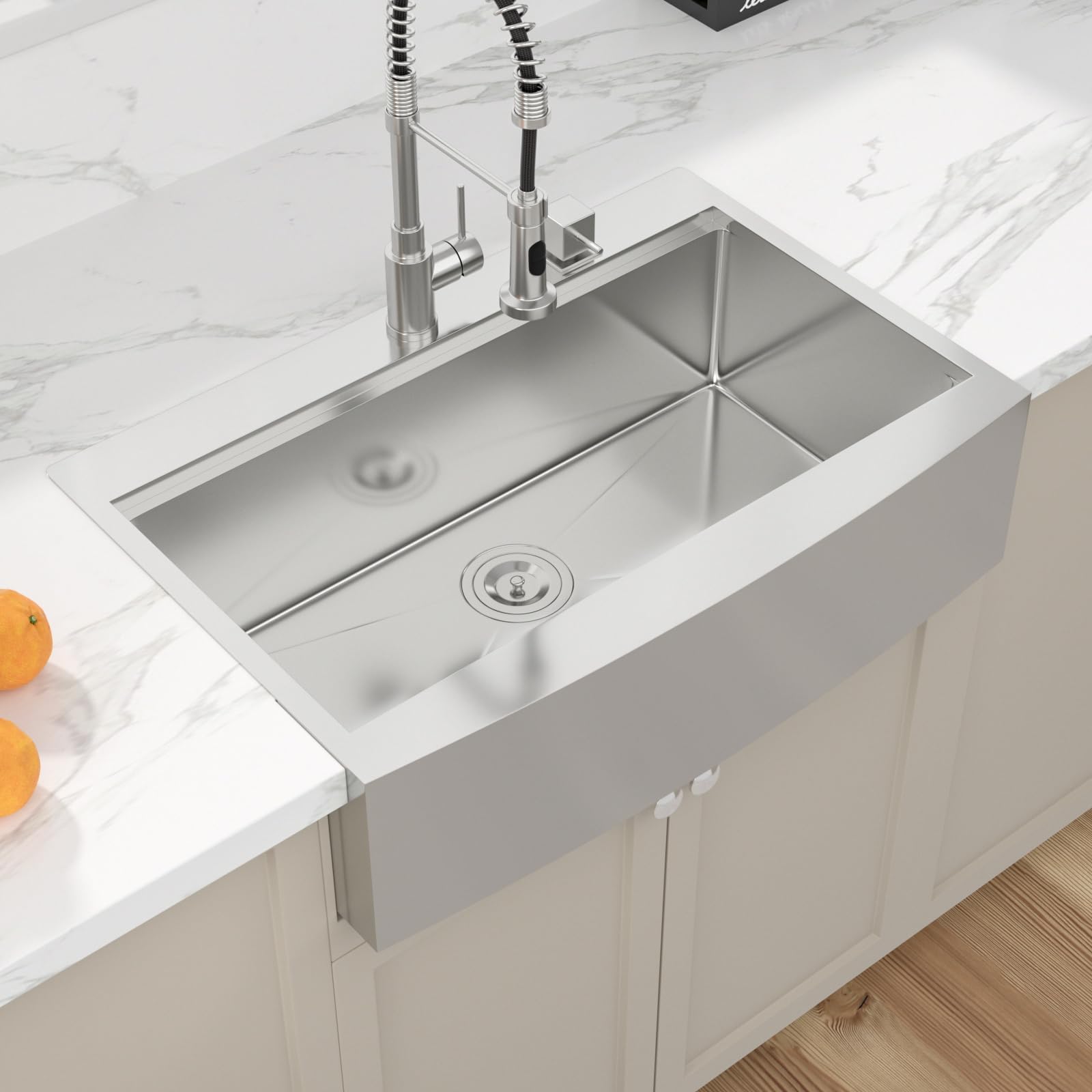 Sarlai 33 Drop In Farmhouse Kithchen Sink - 33 x 22 Inch Apron Front Ledge Workstation16 Gauge Stainless Steel Single Bowl Topmount Farm Sinks