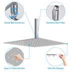 Sarlai 16'' Stainless Steel Square High-Pressure Rain Shower Head