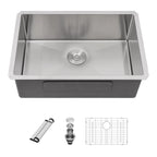 Sarlai 26in Undermount Single Bowl Stainless Steel Kitchen Sink