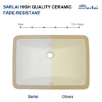 Sarlai 19.4in x 13.7in White Ceramic Rectangular Undermount Bathroom Vessel Sink with Overflow