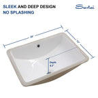 Sarlai 21'' x 14'' White Ceramic Undermount Rectangular Bathroom Sink